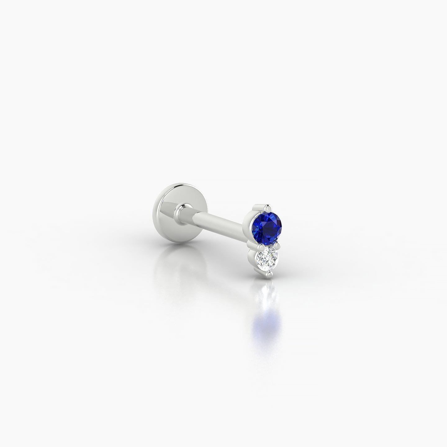 Laetitia | 18k White Gold 8 mm 5 mm Sapphire & Diamond Nostril Piercing