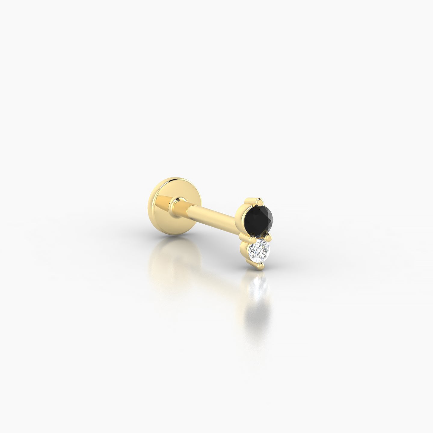 Laetitia | 18k Yellow Gold 8 mm 5 mm Black Diamond & Diamond Nostril Piercing