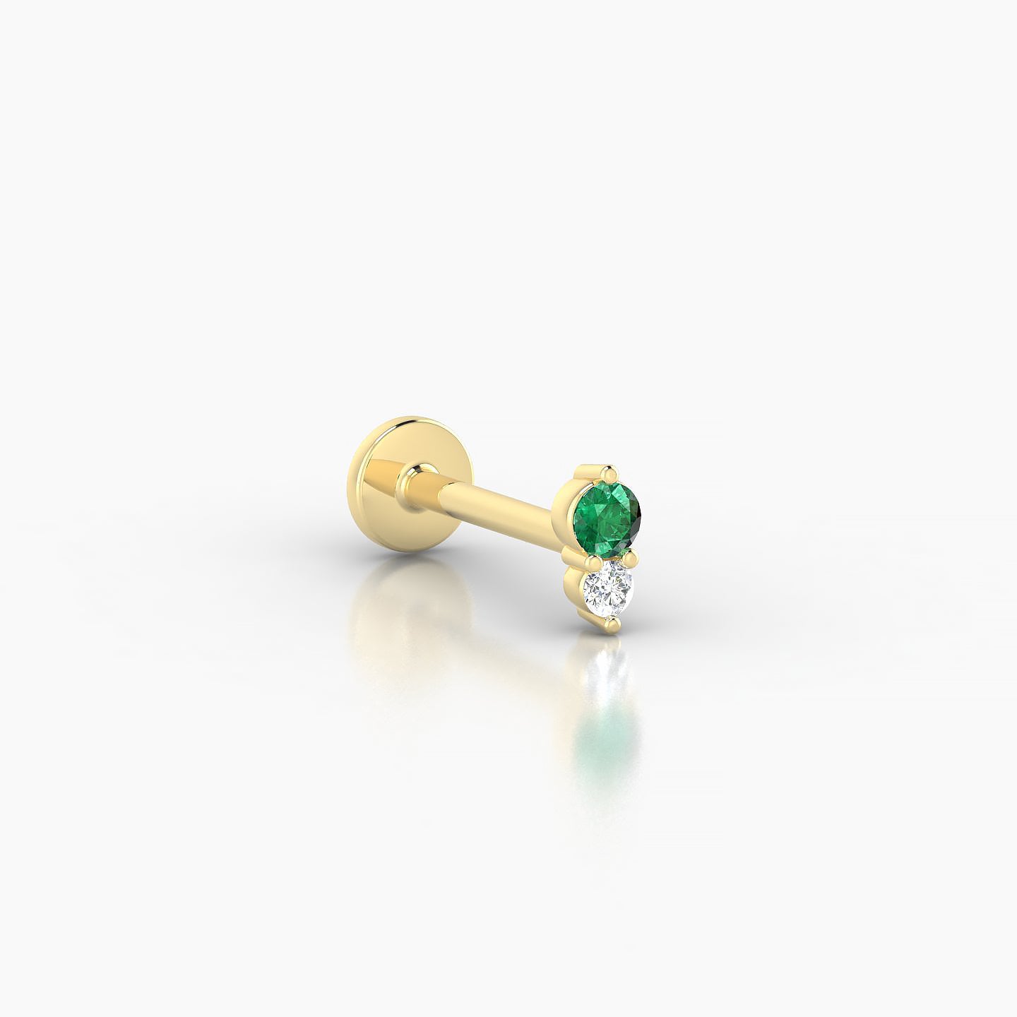 Laetitia | 18k Yellow Gold 8 mm 5 mm Emerald & Diamond Nostril Piercing