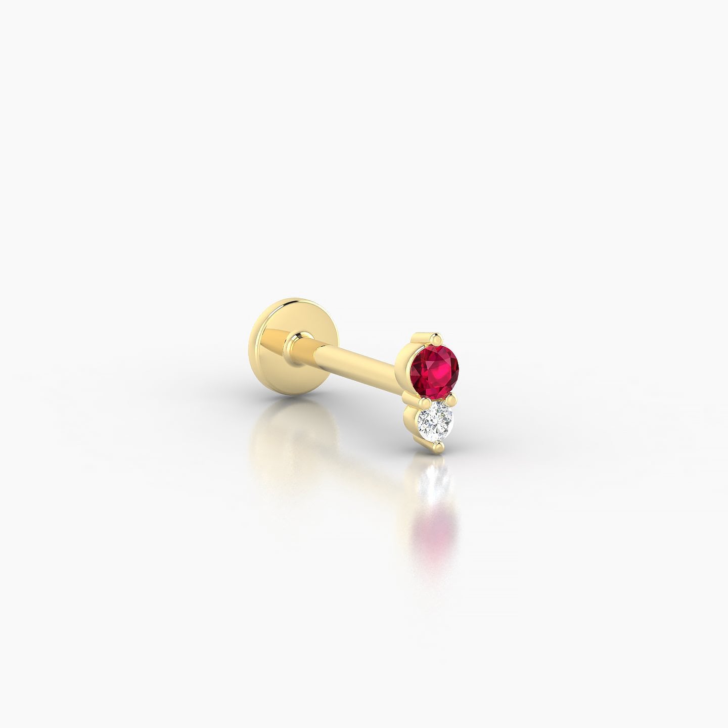 Laetitia | 18k Yellow Gold 8 mm 5 mm Ruby & Diamond Nostril Piercing