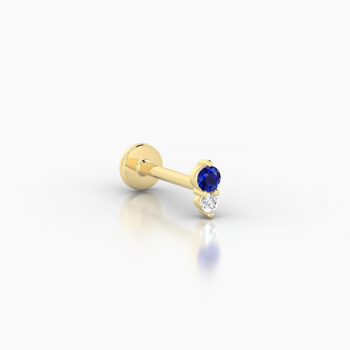 Laetitia | 18k Yellow Gold 8 mm 5 mm Sapphire & Diamond Nostril Piercing