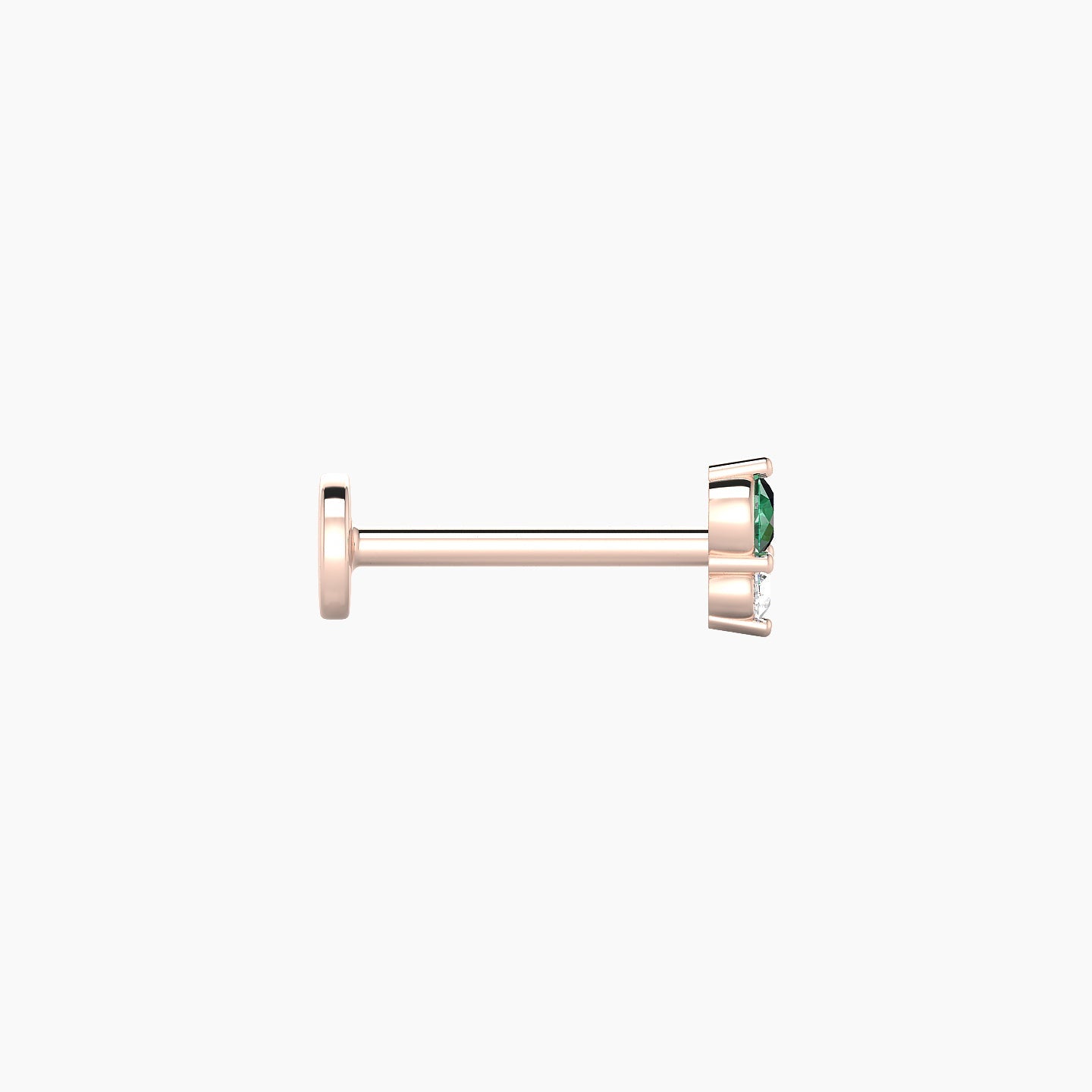 Laetitia | 18k Rose Gold 8 mm 5 mm Emerald & Diamond Nostril Piercing