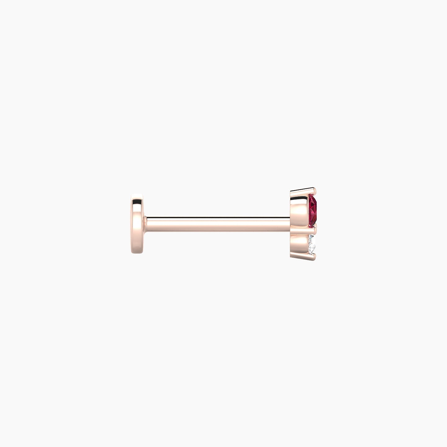 Laetitia | 18k Rose Gold 8 mm 5 mm Ruby & Diamond Nostril Piercing