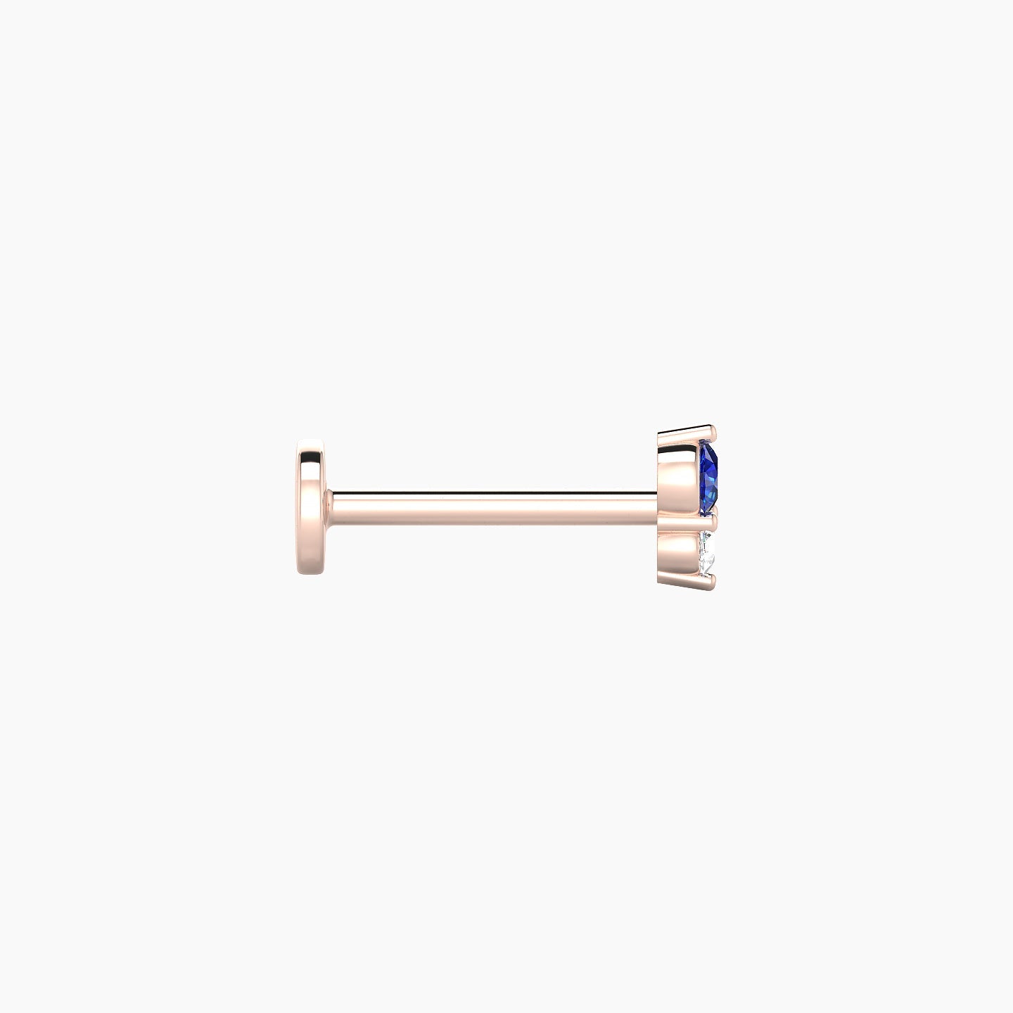 Laetitia | 18k Rose Gold 8 mm 5 mm Sapphire & Diamond Nostril Piercing