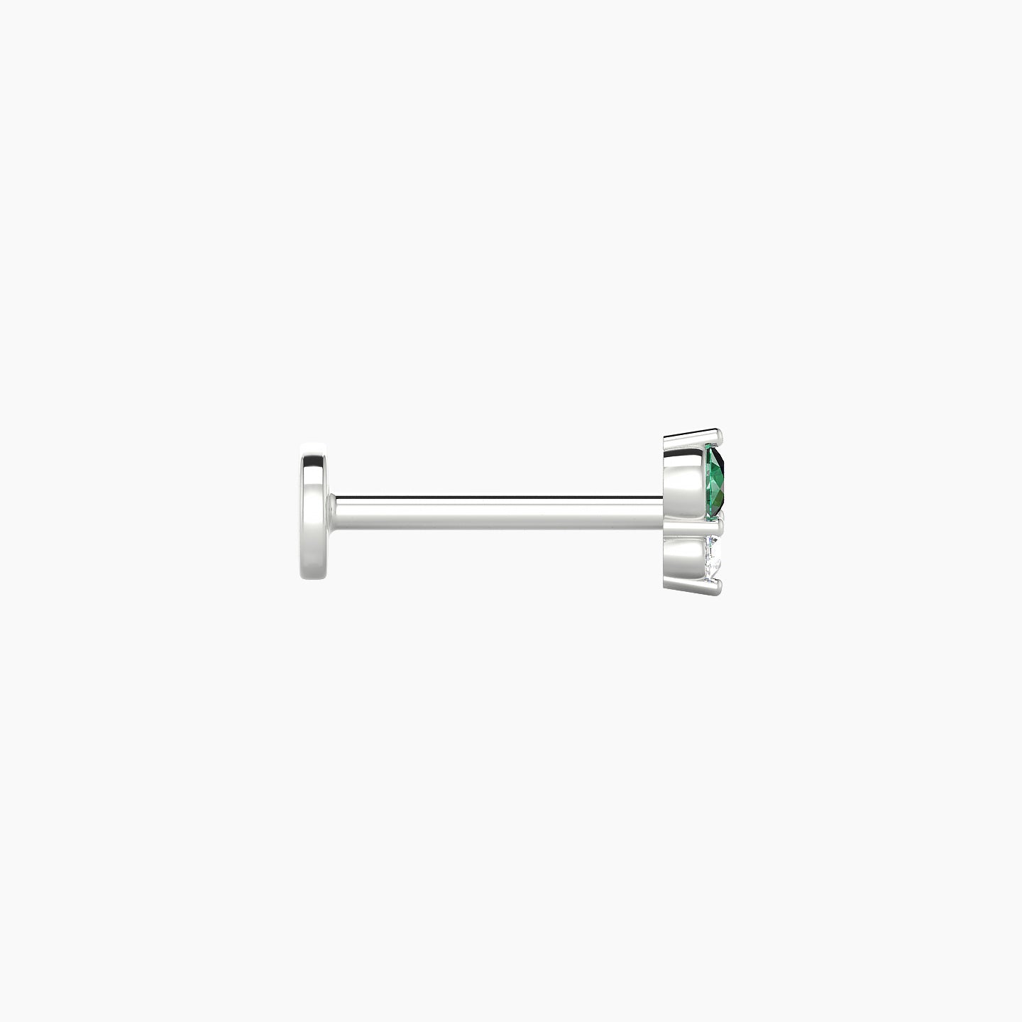 Laetitia | 18k White Gold 8 mm 5 mm Emerald & Diamond Nostril Piercing