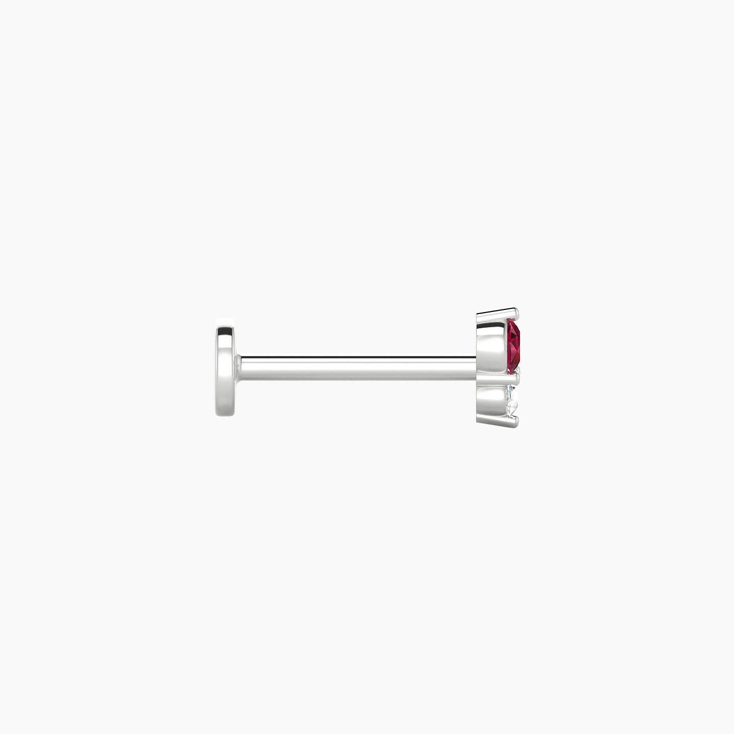 Laetitia | 18k White Gold 8 mm 5 mm Ruby & Diamond Nostril Piercing