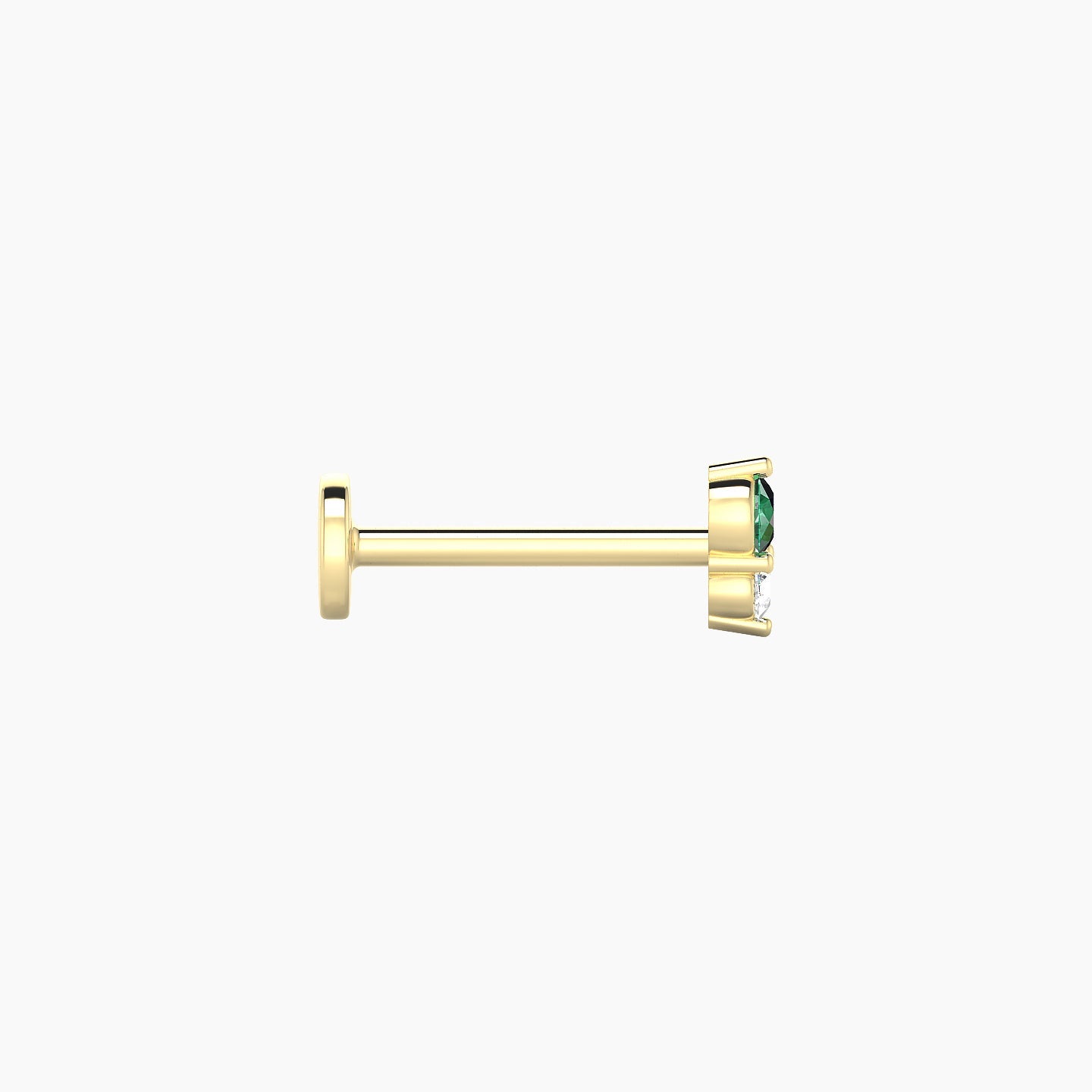 Laetitia | 18k Yellow Gold 8 mm 5 mm Emerald & Diamond Nostril Piercing