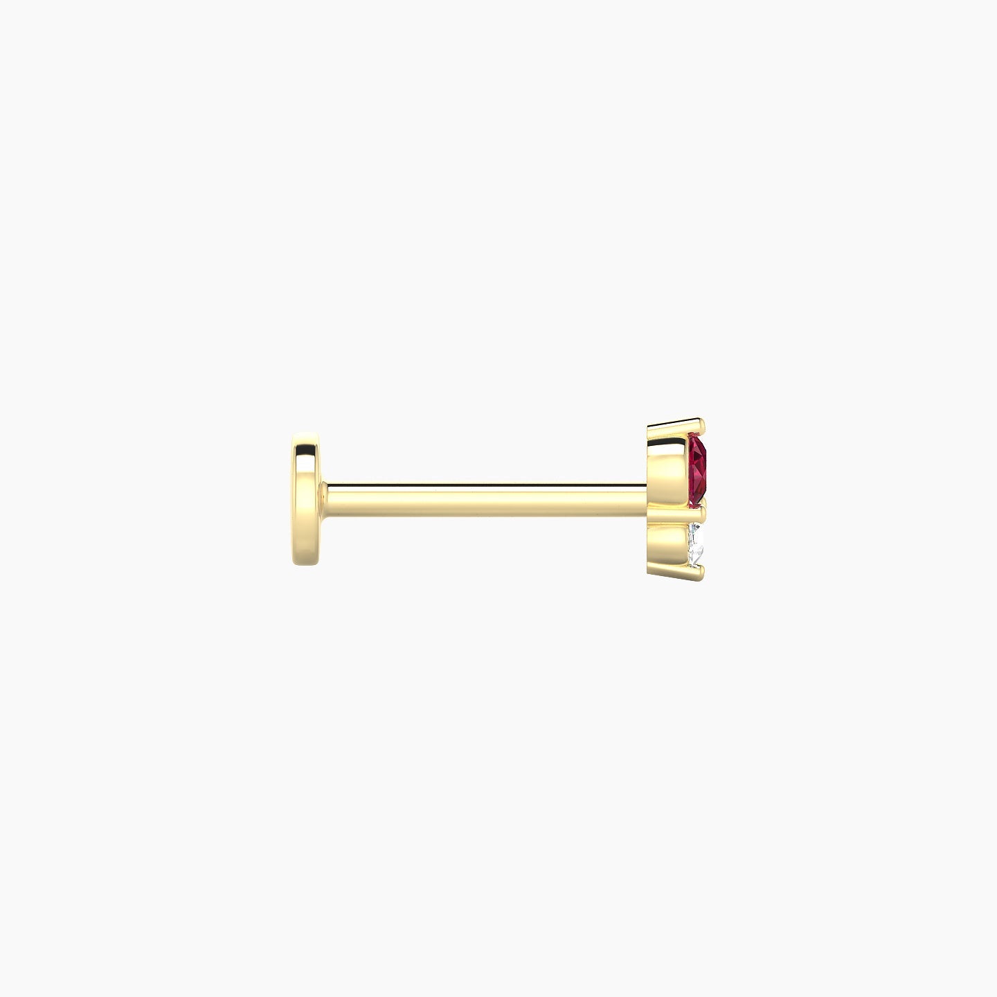 Laetitia | 18k Yellow Gold 8 mm 5 mm Ruby & Diamond Nostril Piercing