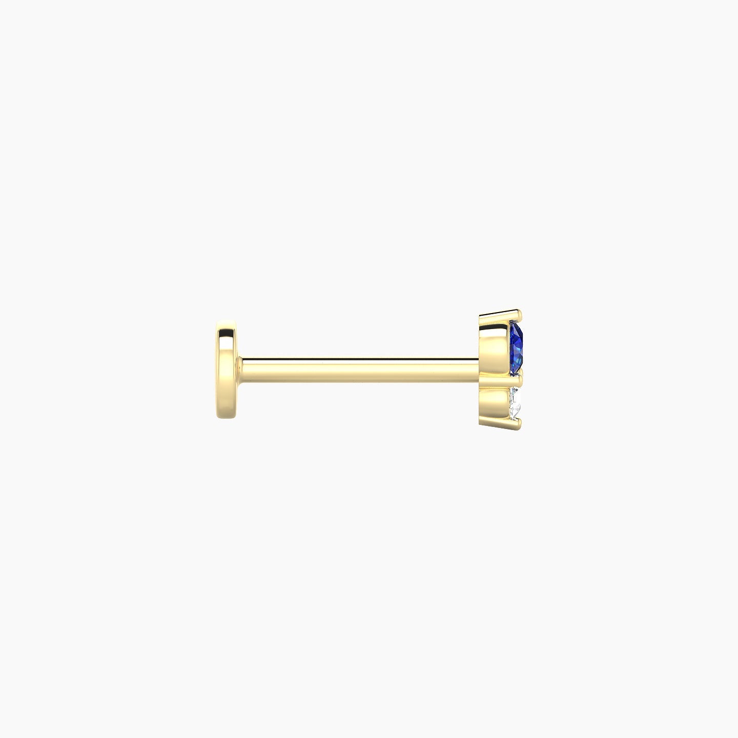 Laetitia | 18k Yellow Gold 8 mm 5 mm Sapphire & Diamond Nostril Piercing