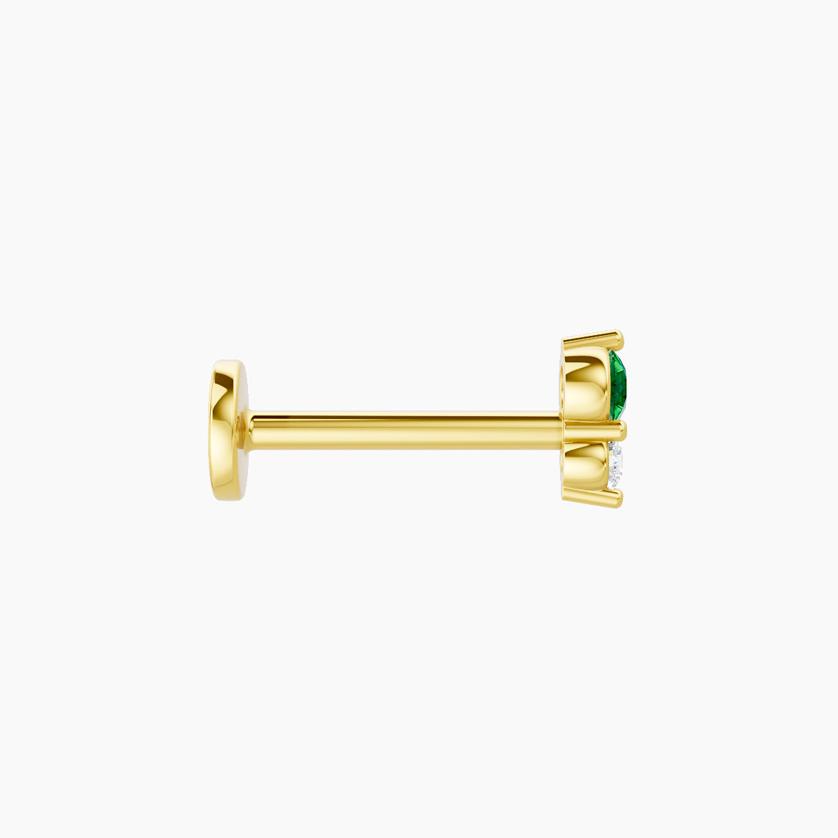 Laetitia | 18k Yellow Gold 8 mm 4.5 mm Emerald & Diamond Piercing
