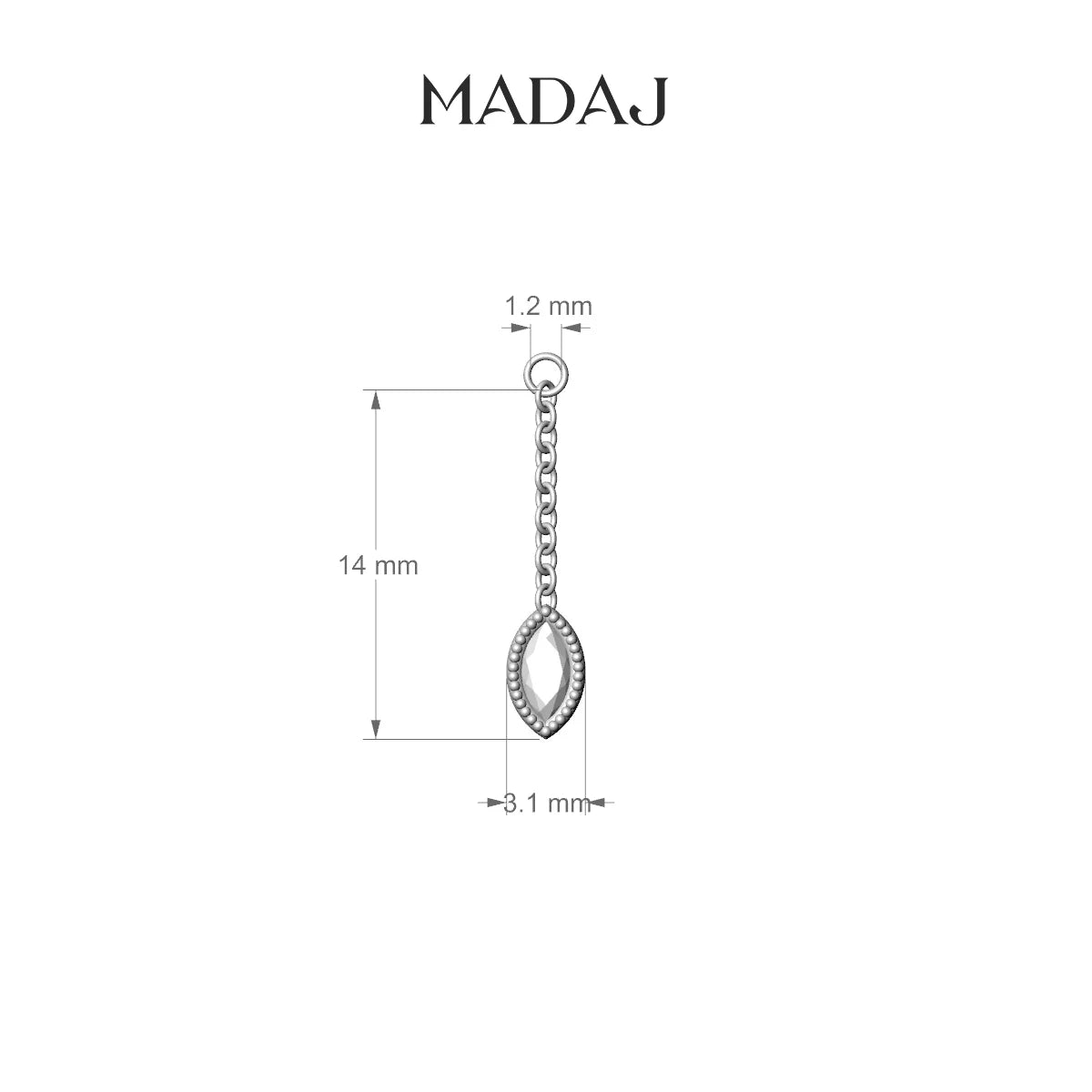 Lalita | 18k Yellow Gold 14 mm Marquise Diamond Chain Charm