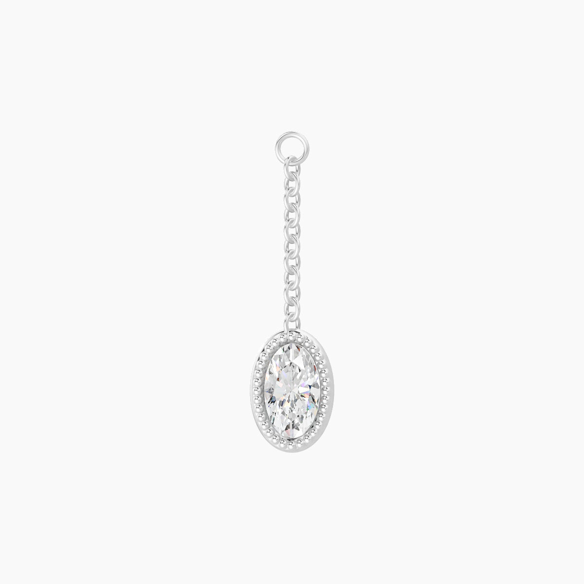 Lalita | 18k White Gold 18 mm Oval Diamond Chain Charm