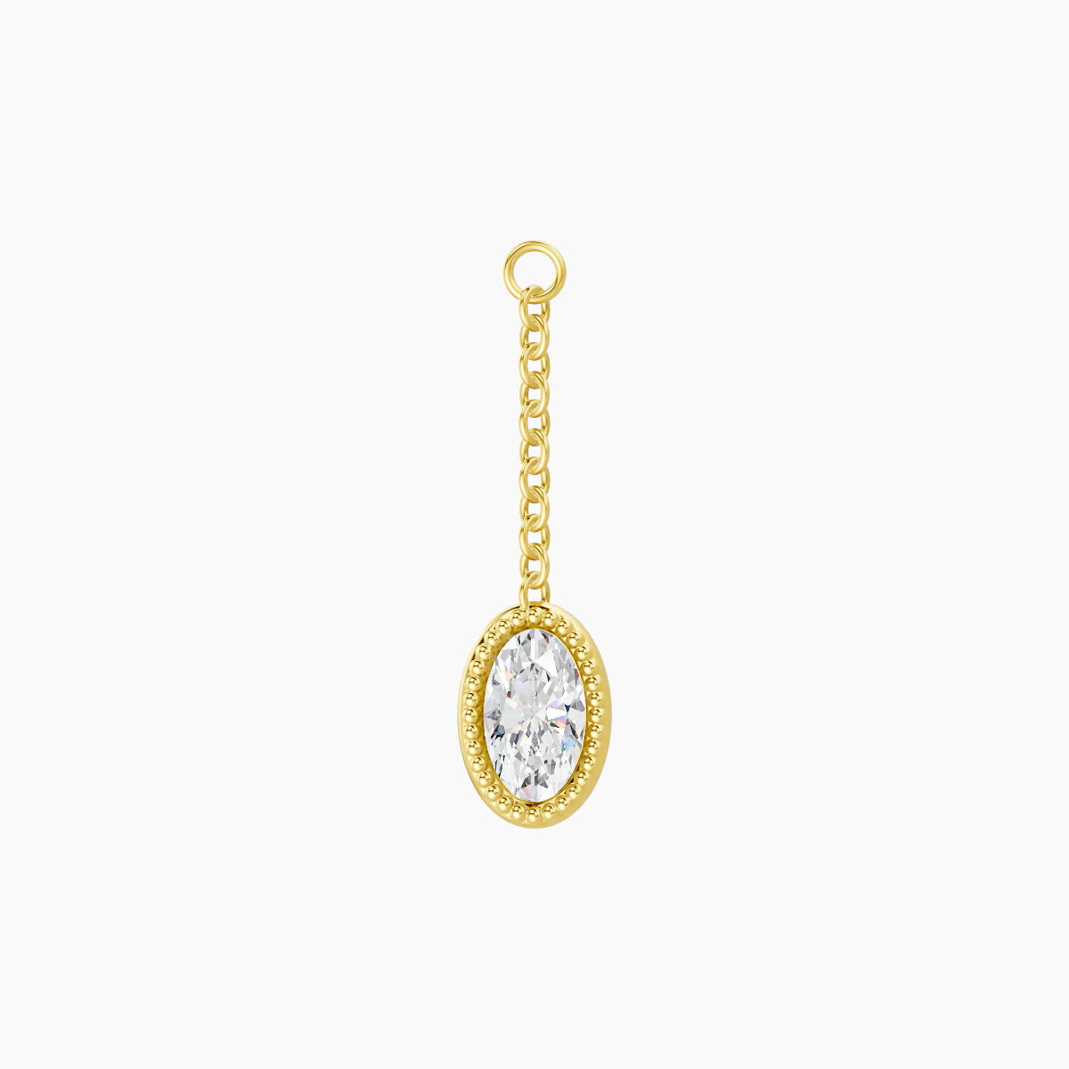 Lalita | 18k Yellow Gold 18 mm Oval Diamond Chain Charm