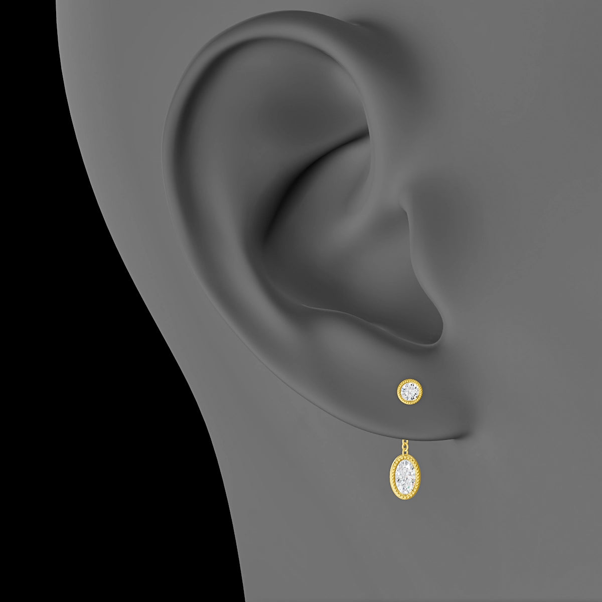Lalita | 18k Yellow Gold 15 mm Oval Diamond Chain Charm