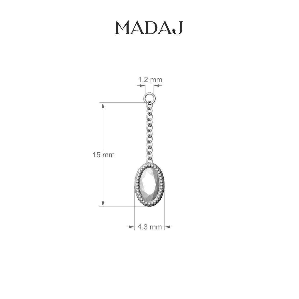 Lalita | 18k Rose Gold 15 mm Oval Diamond Chain Charm
