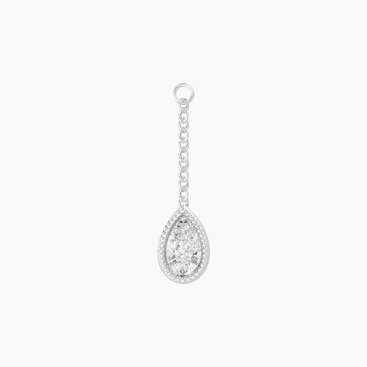 Lalita | 18k White Gold 18 mm Pear Diamond Chain Charm