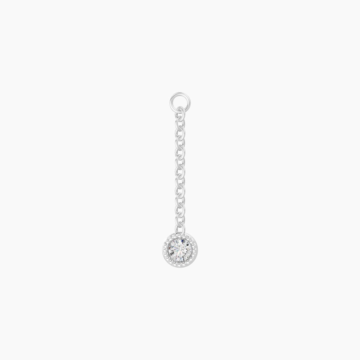 Lalita | 18k White Gold 12 mm Round Diamond Chain Charm