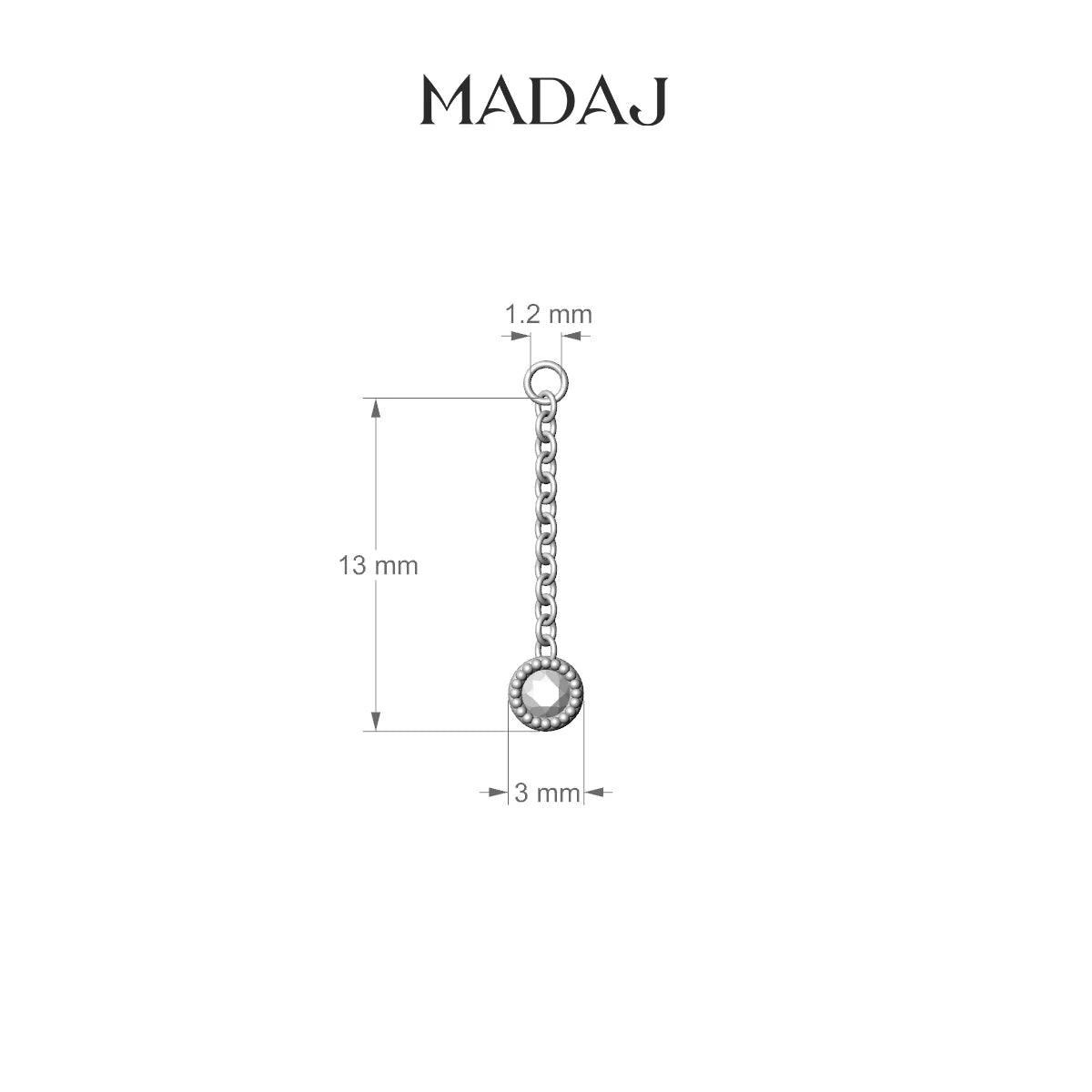 Lalita | 18k Yellow Gold 13 mm Round Diamond Chain Charm
