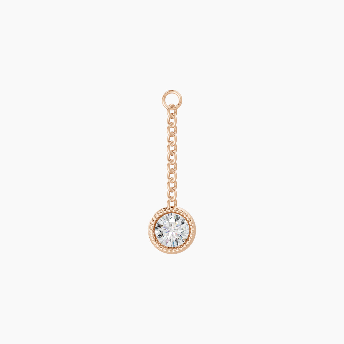 Lalita | 18k Rose Gold 14 mm Round Diamond Chain Charm