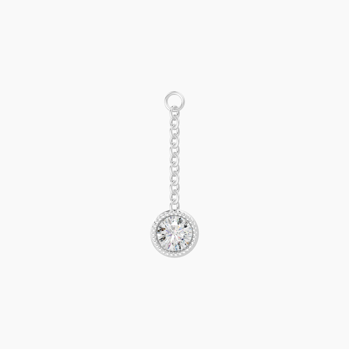 Lalita | 18k White Gold 14 mm Round Diamond Chain Charm