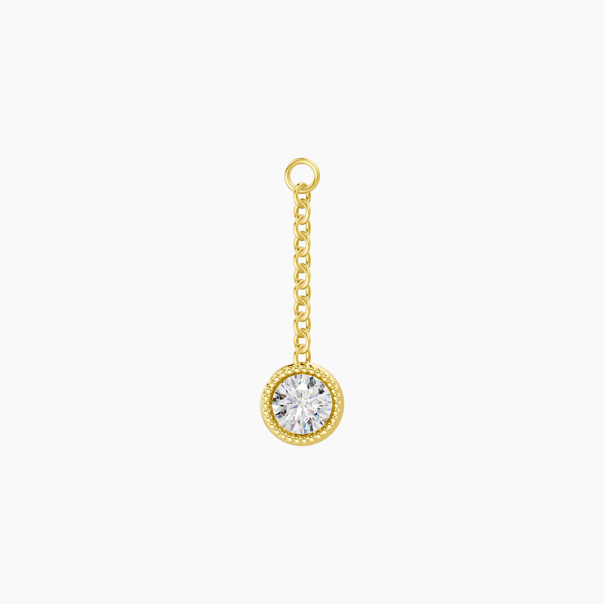 Lalita | 18k Yellow Gold 14 mm Round Diamond Chain Charm