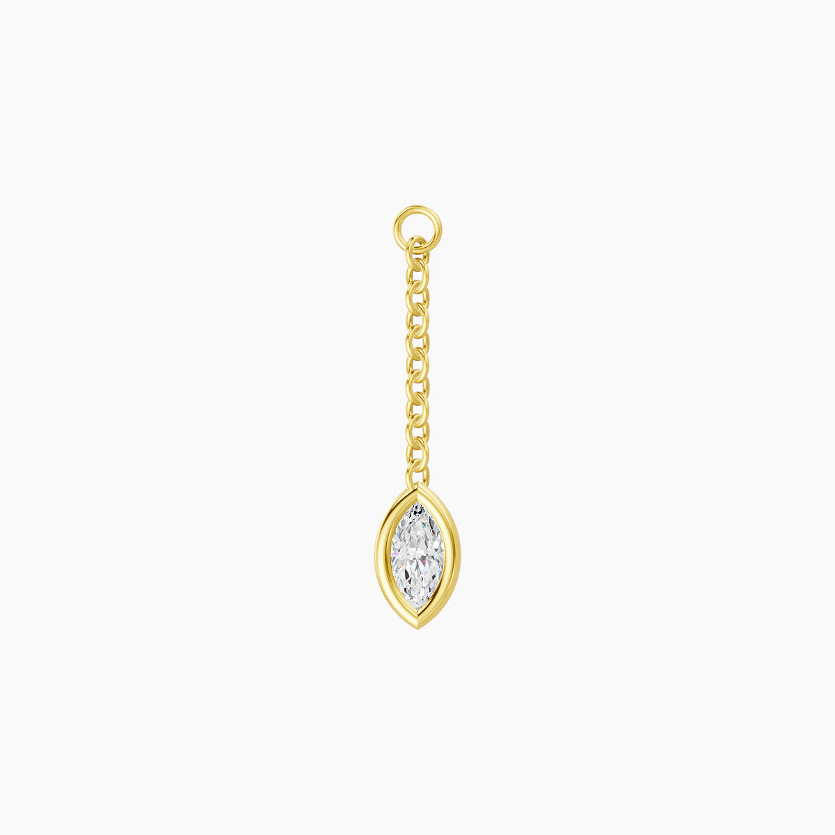 Lara | 18k Yellow Gold 15 mm Marquise Diamond Chain Charm