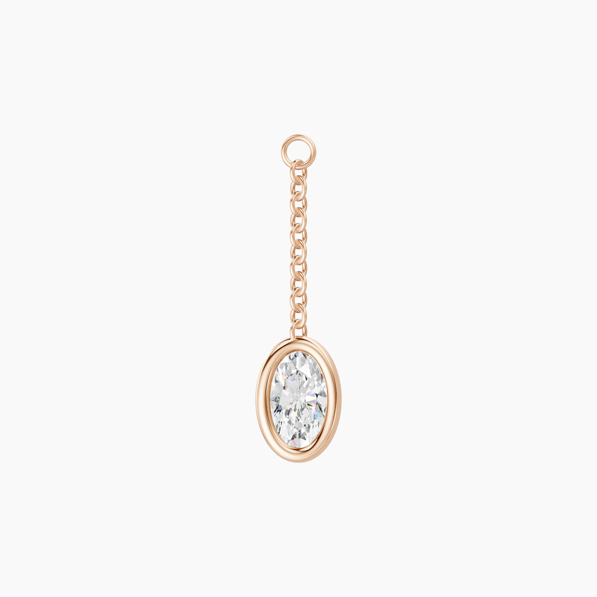 Lara | 18k Rose Gold 18 mm Oval Diamond Chain Charm