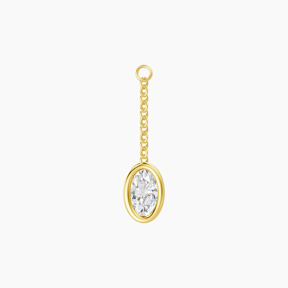 Lara | 18k Yellow Gold 18 mm Oval Diamond Chain Charm