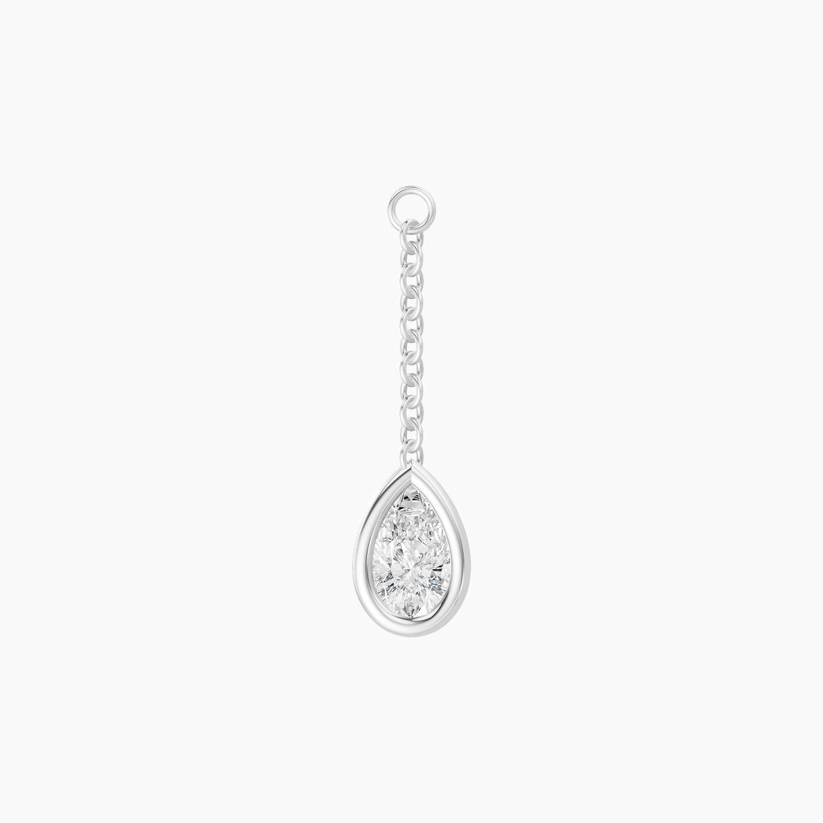 Lara | 18k White Gold 18 mm Pear Diamond Chain Charm
