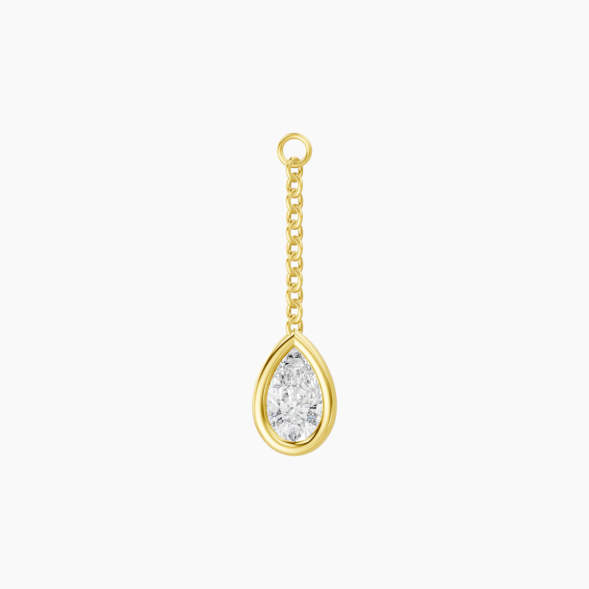 Lara | 18k Yellow Gold 18 mm Pear Diamond Chain Charm