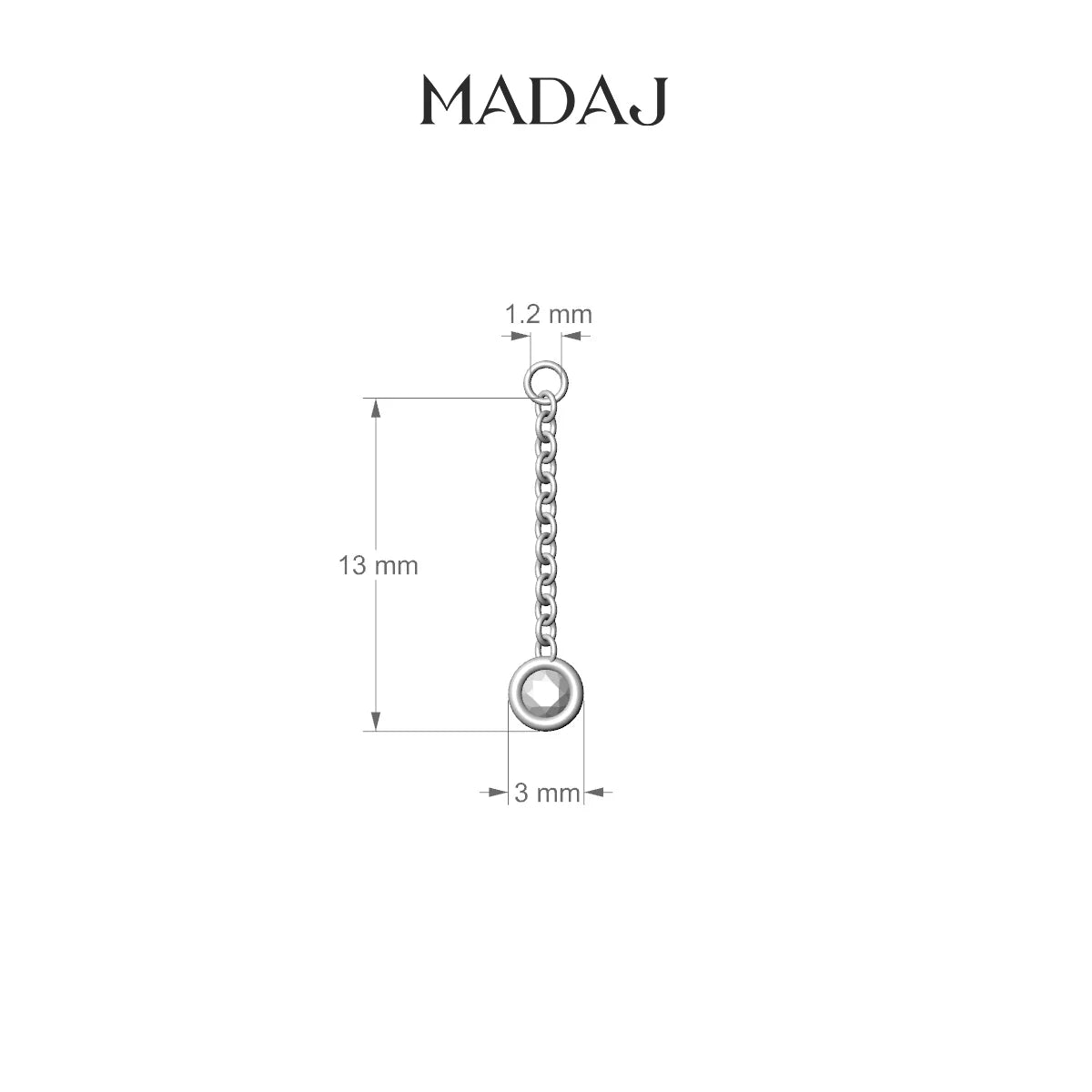 Lara | 18k Yellow Gold 13 mm Round Diamond Chain Charm