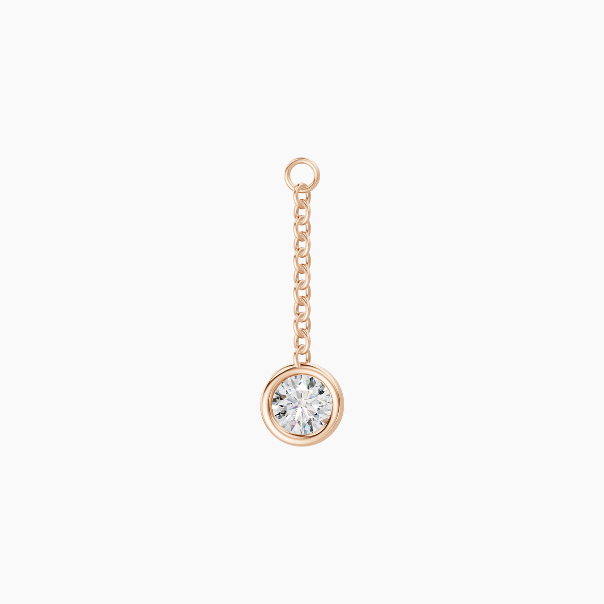 Lara | 18k Rose Gold 14 mm Round Diamond Chain Charm