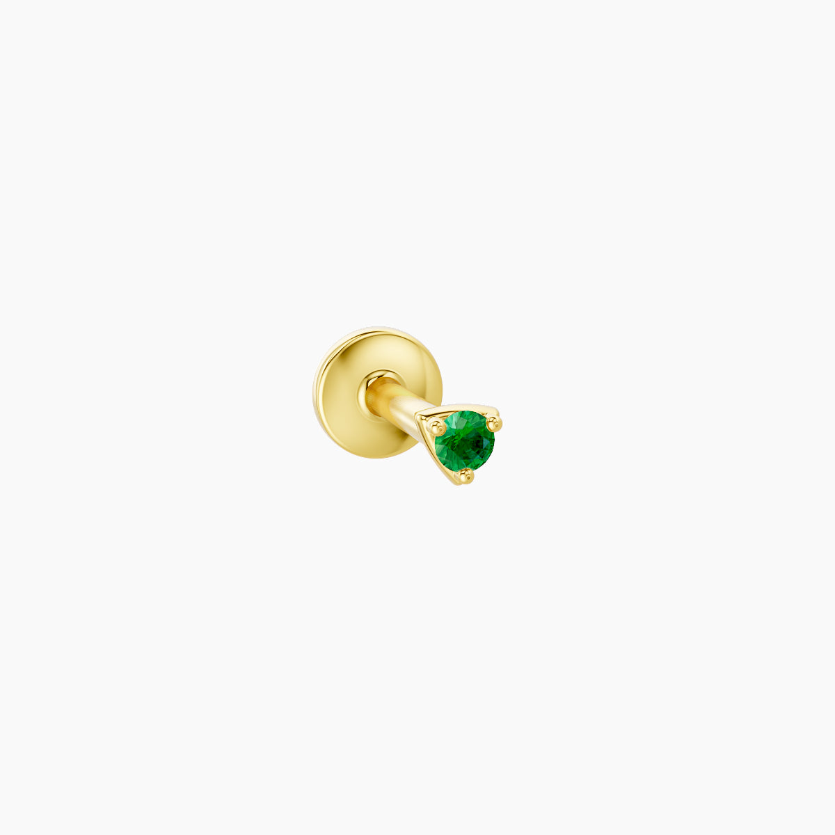 Leda | 18k Yellow Gold 5 mm 2 mm Round Emerald Nose Piercing