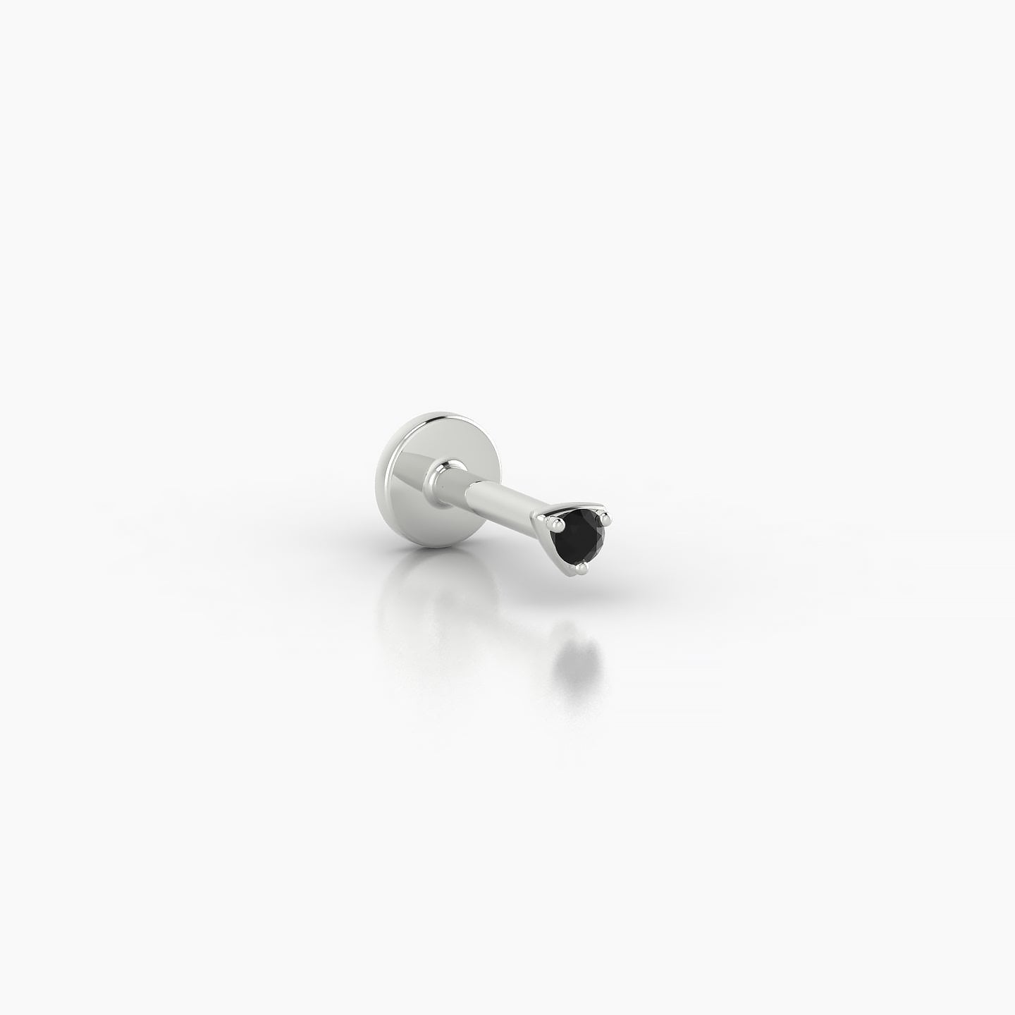 Leda | 18k White Gold 5 mm 2 mm Round Black Diamond Nostril Piercing