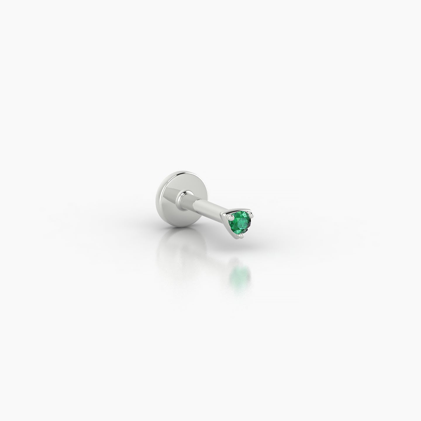 Leda | 18k White Gold 5 mm 2 mm Round Emerald Nostril Piercing