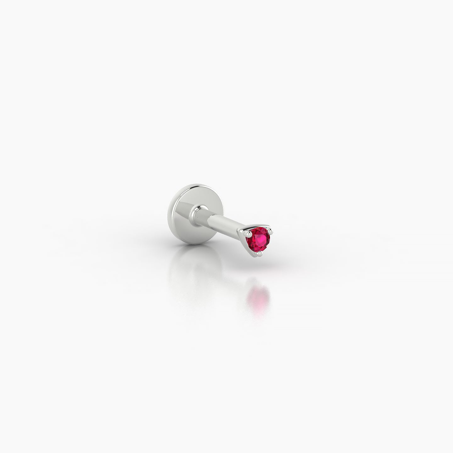 Leda | 18k White Gold 5 mm 2 mm Round Ruby Nostril Piercing