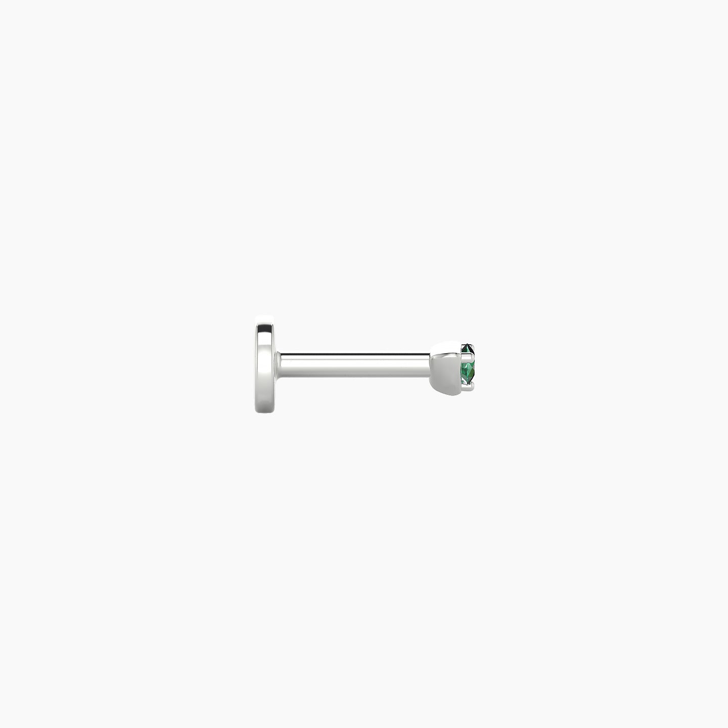 Leda | 18k White Gold 5 mm 2 mm Round Emerald Nostril Piercing