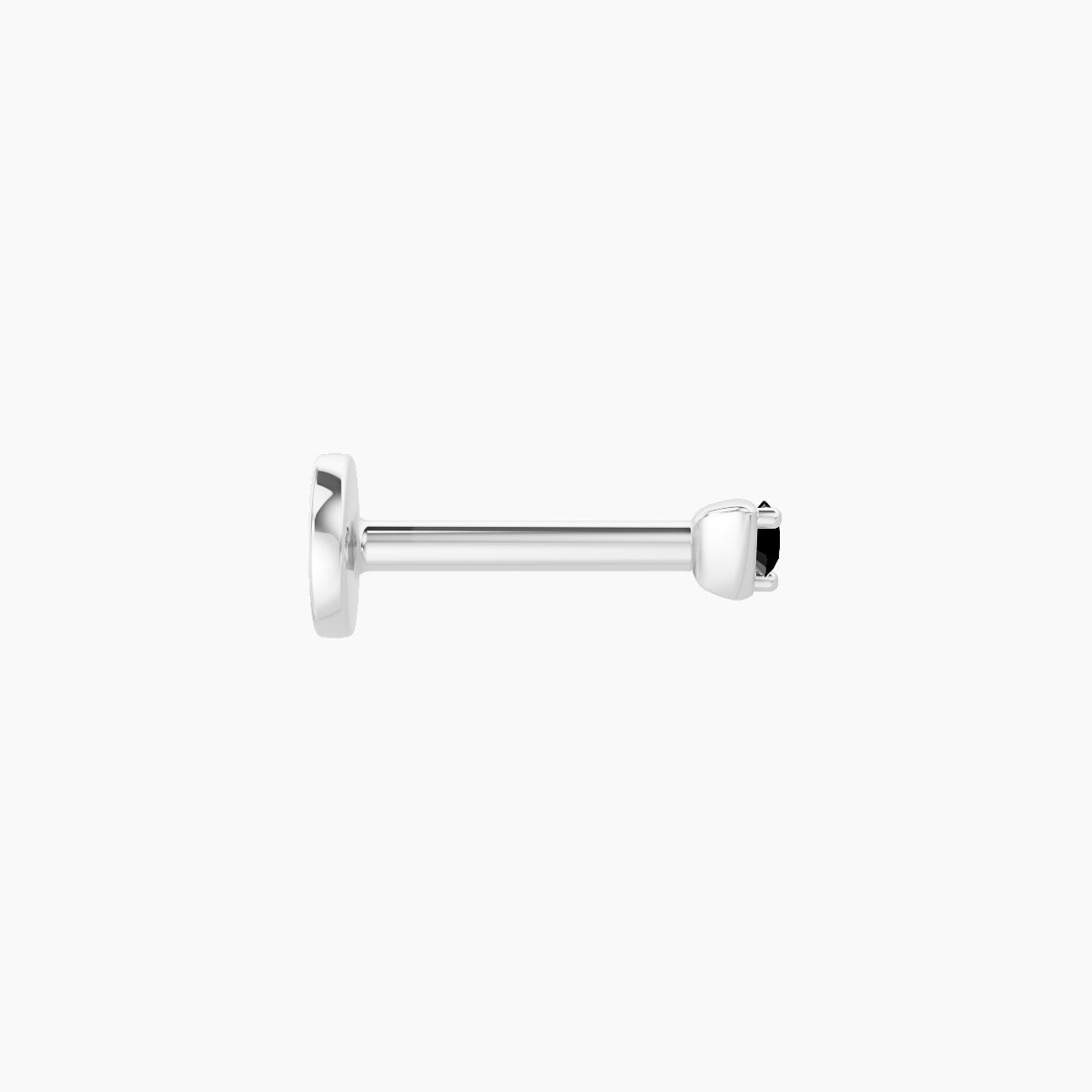 Leda | 18k White Gold 6.5 mm 2 mm Round Black Diamond Nose Piercing