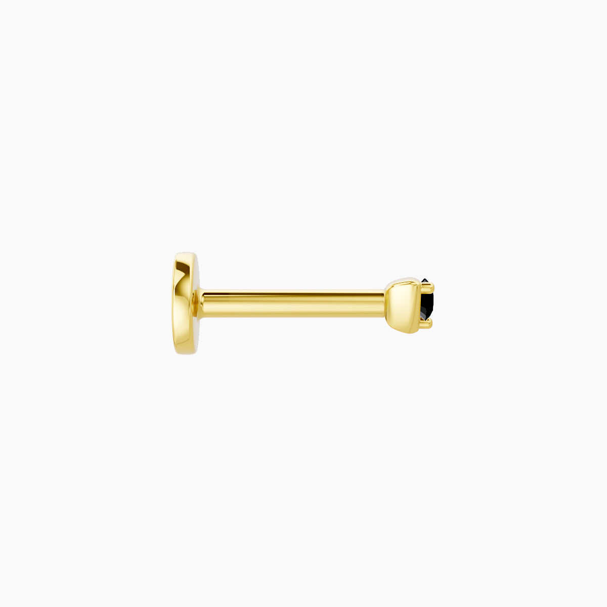 Leda | 18k Yellow Gold 6.5 mm 2 mm Round Black Diamond Nose Piercing
