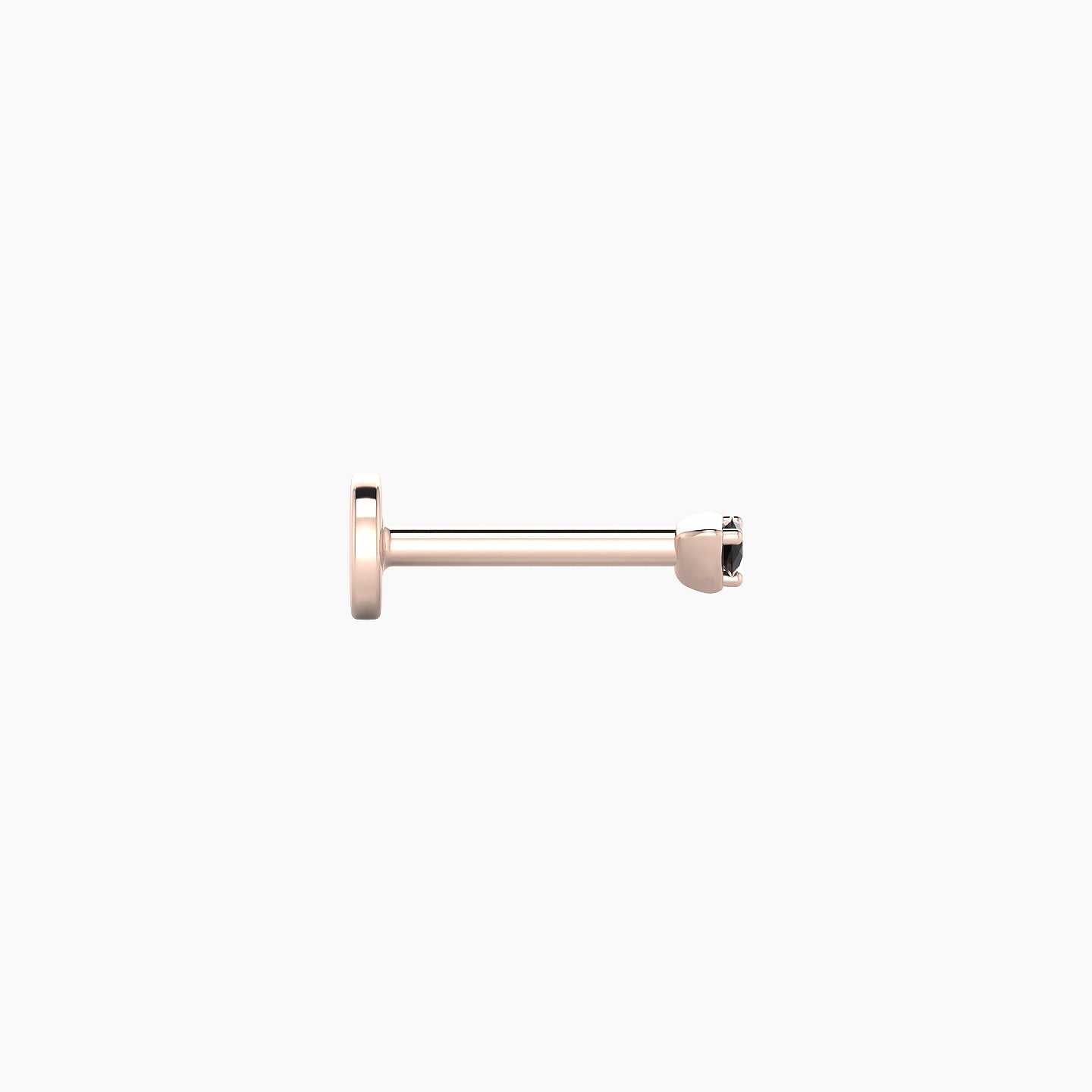 Leda | 18k Rose Gold 6.5 mm 2 mm Round Black Diamond Nostril Piercing