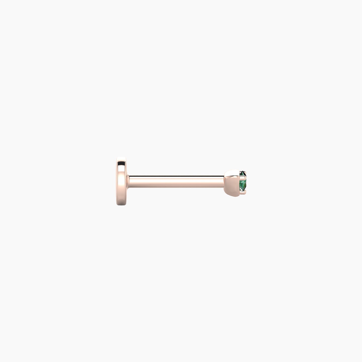 Leda | 18k Rose Gold 6.5 mm 2 mm Round Emerald Nostril Piercing