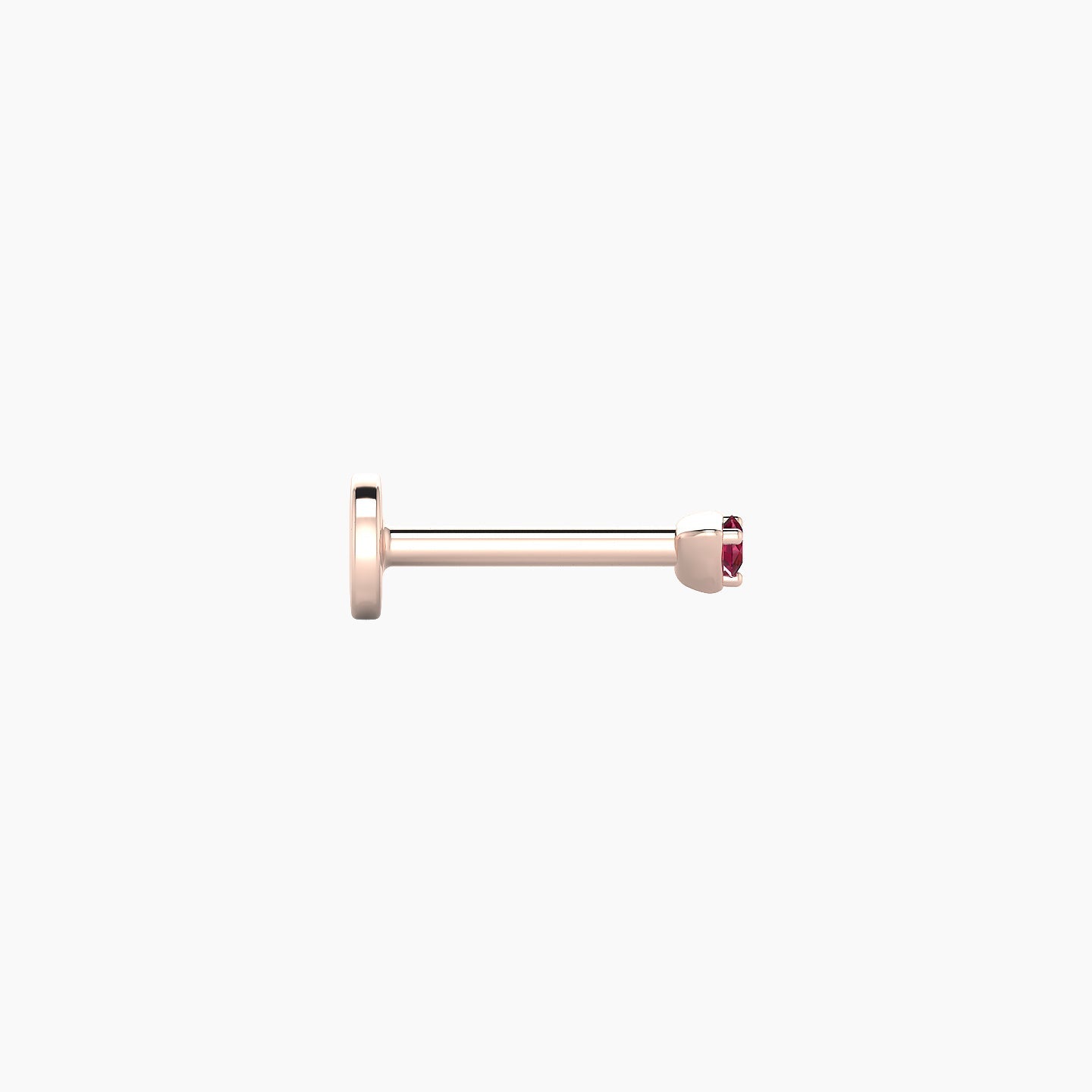 Leda | 18k Rose Gold 6.5 mm 2 mm Round Ruby Nostril Piercing