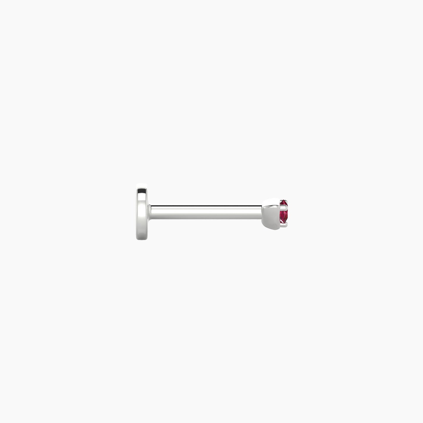 Leda | 18k White Gold 6.5 mm 2 mm Round Ruby Nostril Piercing