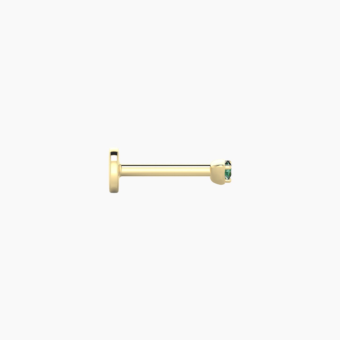 Leda | 18k Yellow Gold 6.5 mm 2 mm Round Emerald Nostril Piercing