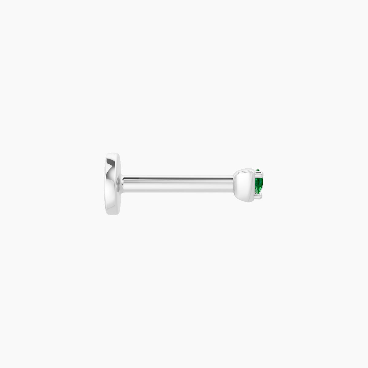 Leda | 18k White Gold 6.5 mm 2 mm Round Emerald Piercing