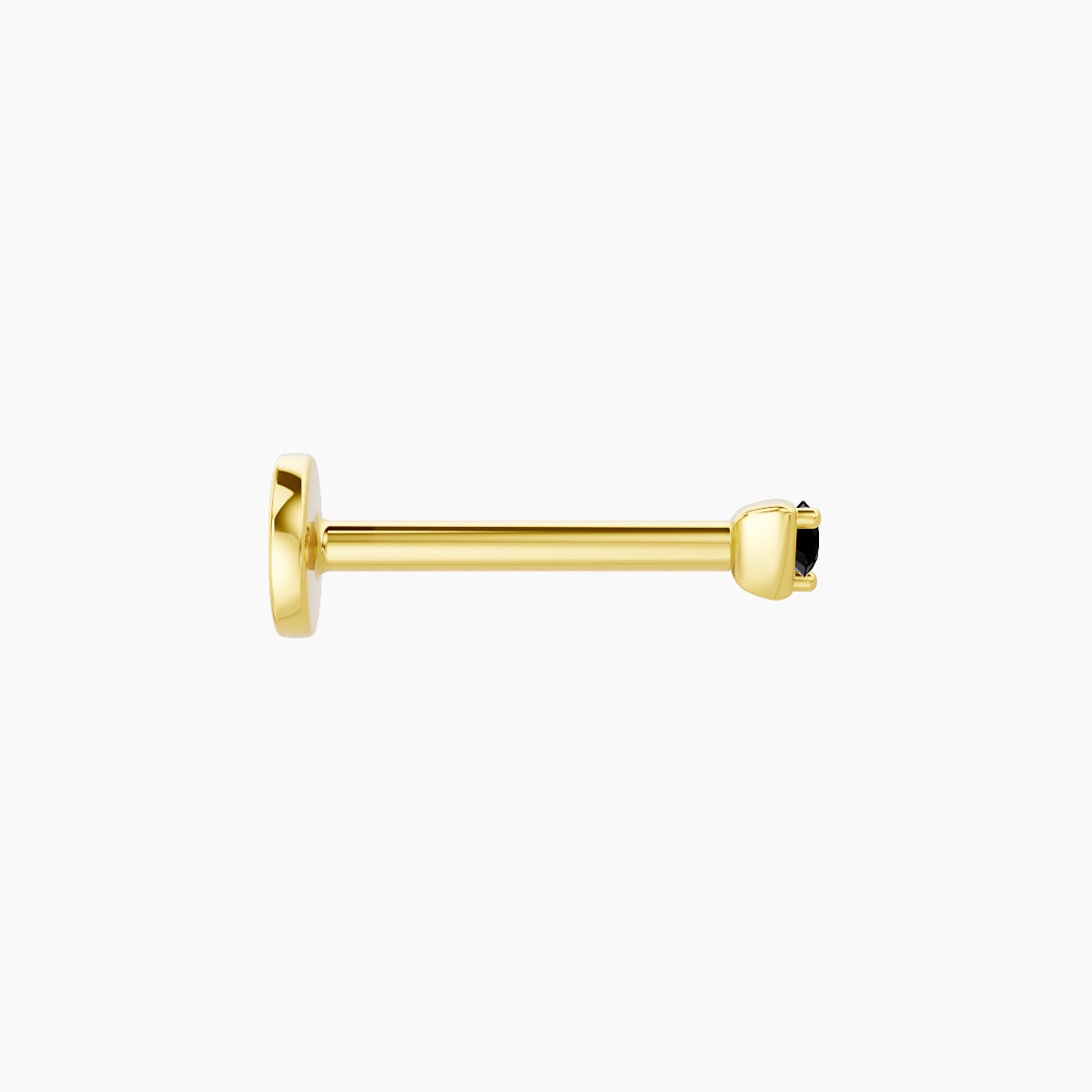 Leda | 18k Yellow Gold 8 mm 2 mm Round Black Diamond Nose Piercing