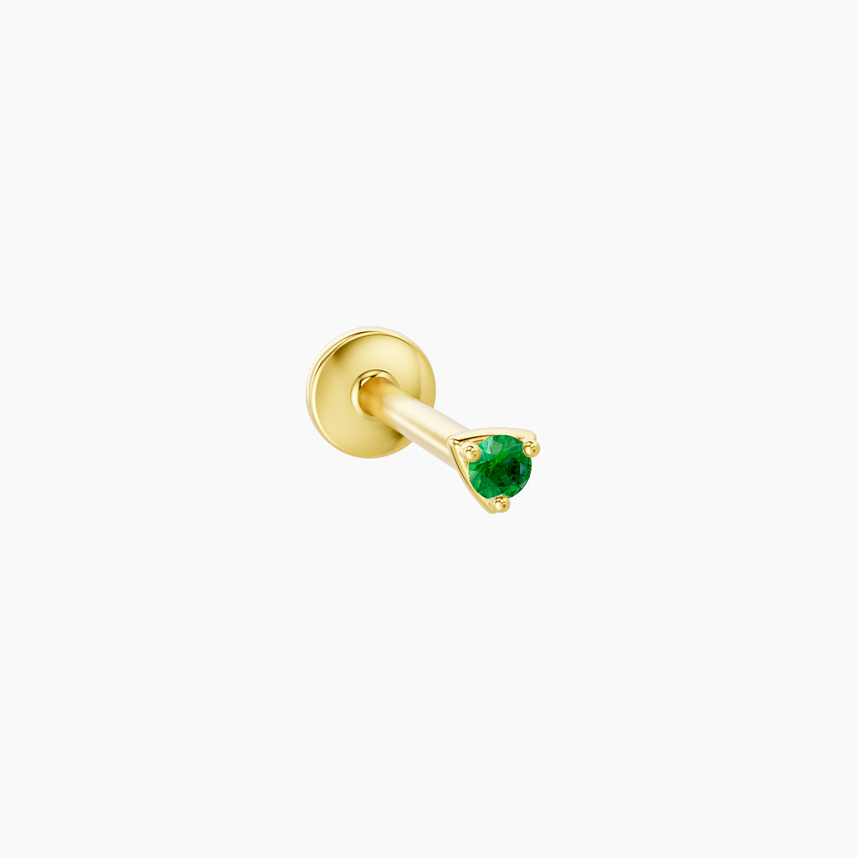 Leda | 18k Yellow Gold 8 mm 2 mm Round Emerald Nose Piercing