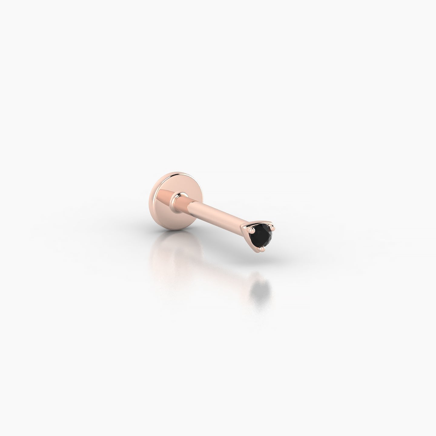 Leda | 18k Rose Gold 8 mm 2 mm Round Black Diamond Nostril Piercing