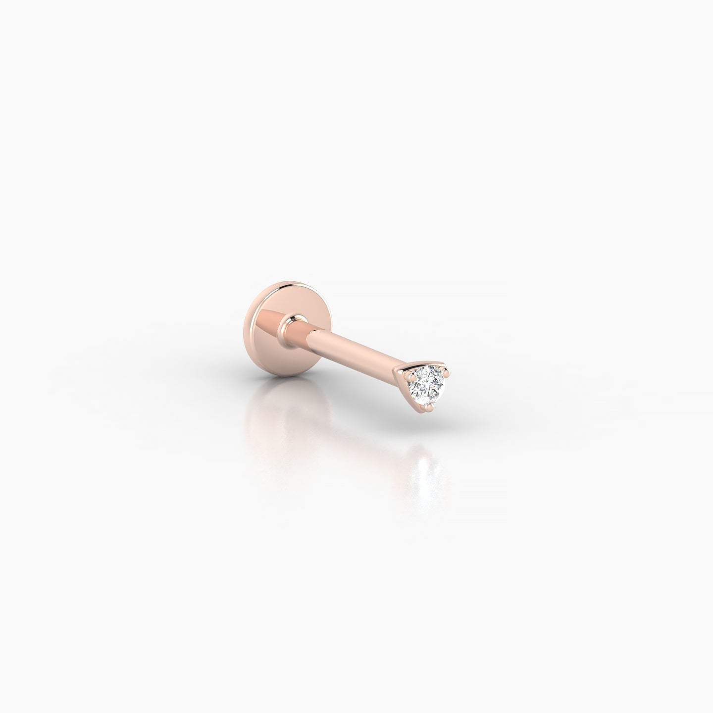 Leda | 18k Rose Gold 2 mm 8 mm Round Diamond Nostril Piercing