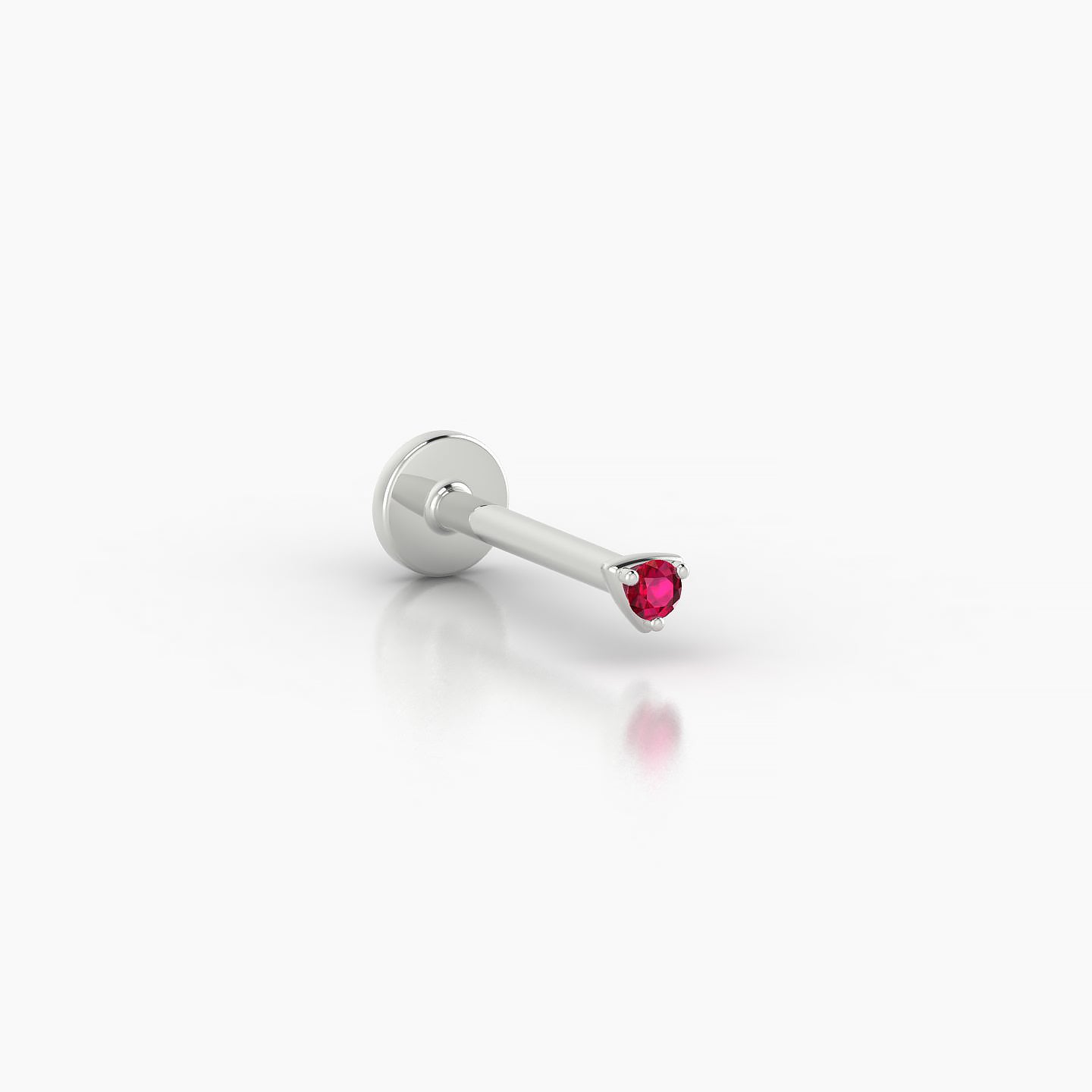 Leda | 18k White Gold 8 mm 2 mm Round Ruby Nostril Piercing